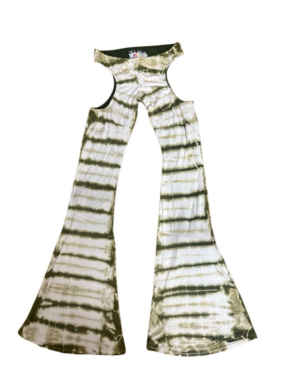 OMIGHTY Tie Dye Cutout Flare Pants & Top Set Y2K Rave Festival Green Size S
